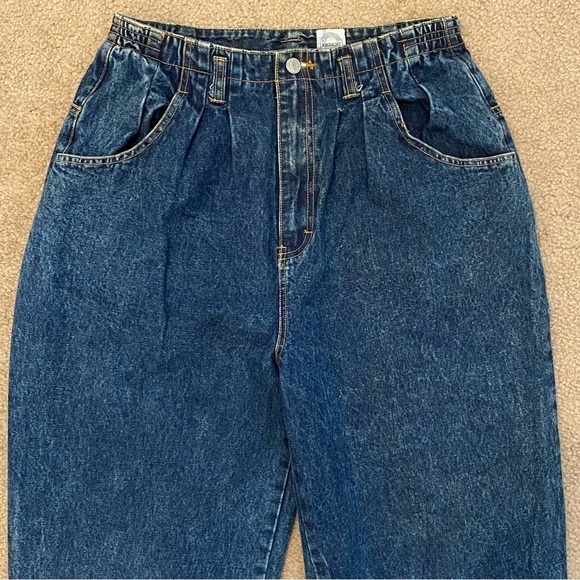 Jordache Vintage Medium Stone Washed Pleated Front Ultra High Waist Denim Jeans - Picture 2 of 11